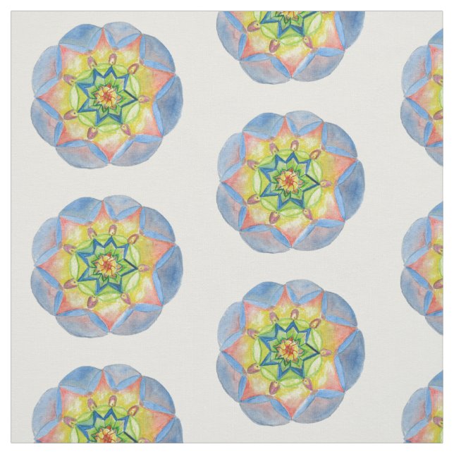 Tissu en coton à aquarelle Mandala (largeur 56") (Échantillon)
