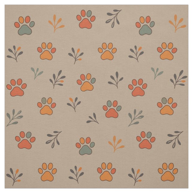 Tissu en coton à empreinte de patte inspiré de l'a (Échantillon)