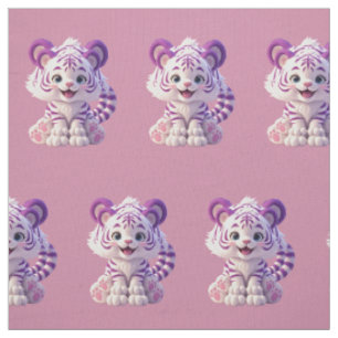 Tissu en coton de bébé tigre violet mignon