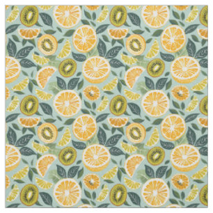 Tissu en coton de kiwi et d'agrumes d'été tropical