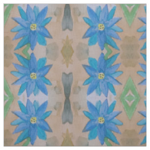 Tissu en coton Pima Fleur Bleue