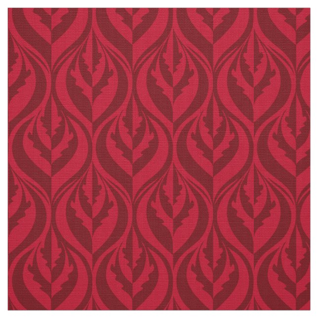 Tissu en feuille rouge foncé moderne (Échantillon)