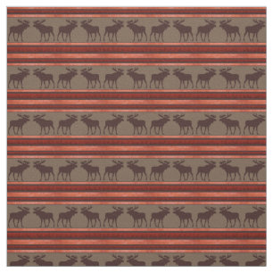 Tissu en motif d'orignal rouge rustique