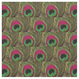 Tissu en plumes de paon - Chaud rose Lime Vert Noi