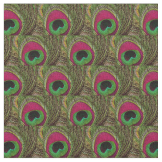 Tissu en plumes de paon - Chaud rose Lime Vert Noi
