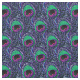 Tissu en plumes de paon vert Turquoise violet rose