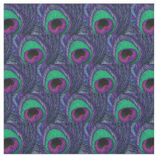 Tissu en plumes de paon vert Turquoise violet rose