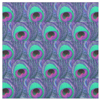 Tissu en plumes de paon vert Turquoise violet rose