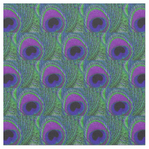 Tissu en plumes de paon - Violet vert violet noir