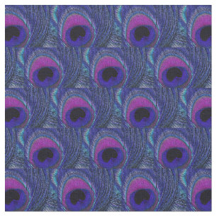 Tissu en plumes de paon - Violet violet bleu Aqua