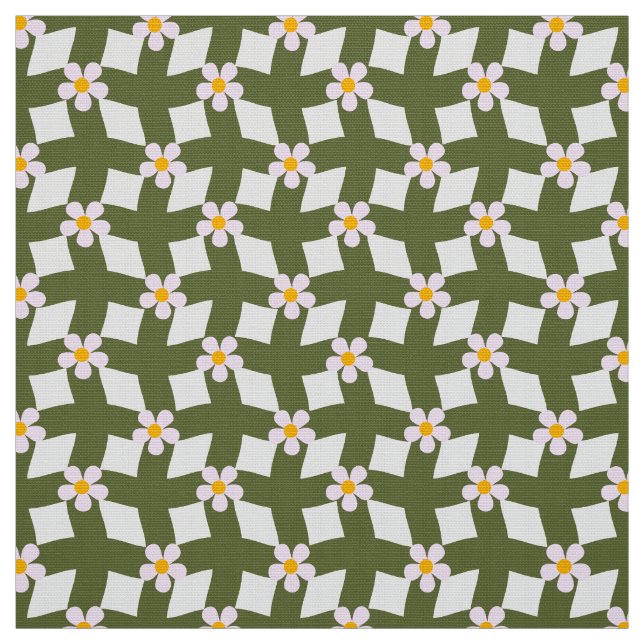Tissu en polyester à motif floral abstrait vert mo (Échantillon)