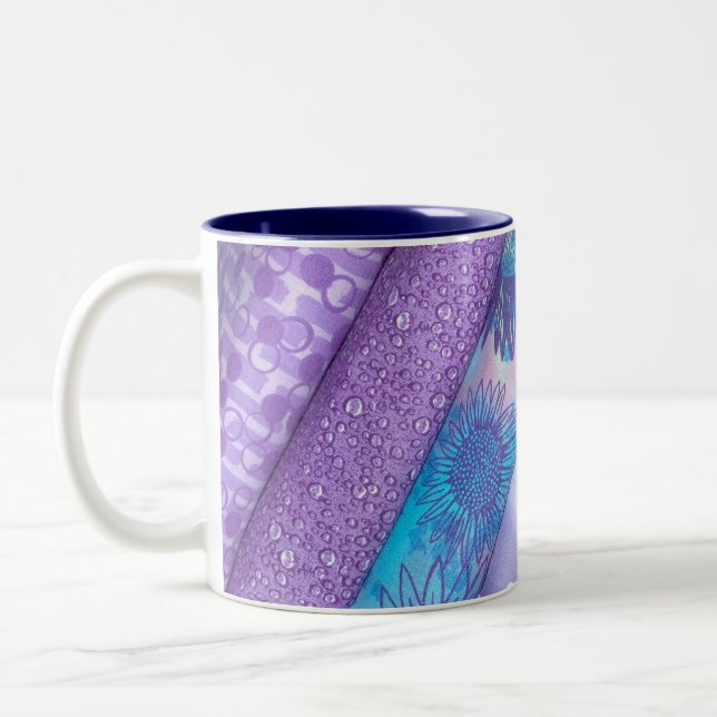 Tissu en rouleau violet et bleu pour mug (Gauche)