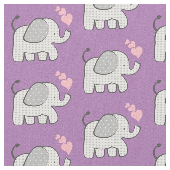 Tissu en vichy Eléphants et Coeurs roses (Fermer)