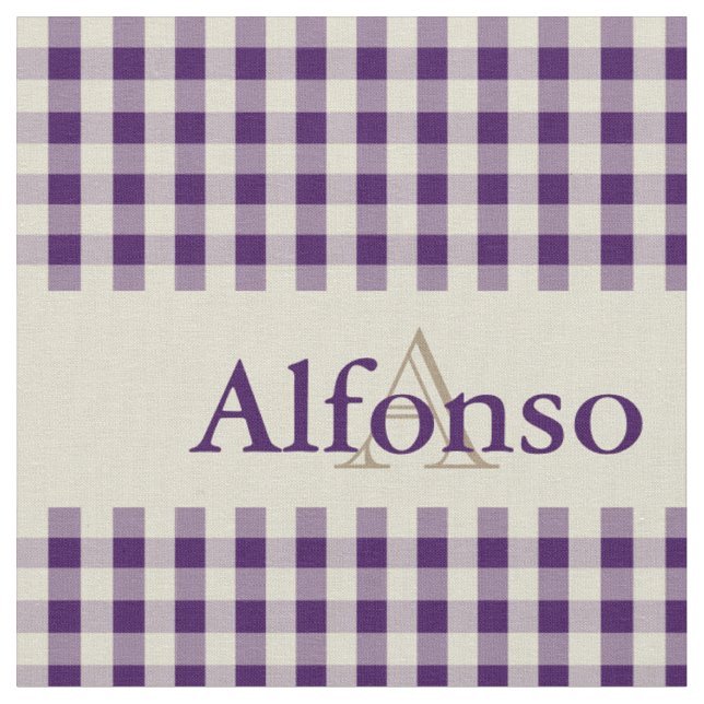 Tissu en vichy Vérifier Motif Monogramme Grappe violet b (Fermer)