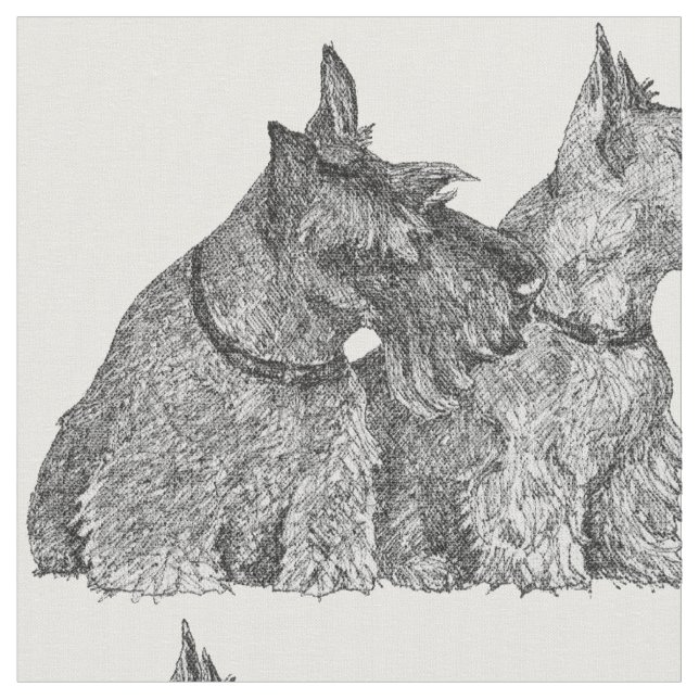 Tissu Encre de stylo Scottish Terriers (Fermer)