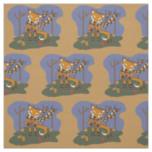 tissu enfant motif renard d'automne