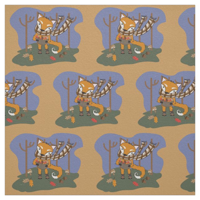 tissu enfant motif renard d'automne (Échantillon)