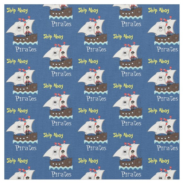 Tissu Enfants Fun Pirate Ship Theme Whimem Imprimer (Fermer)