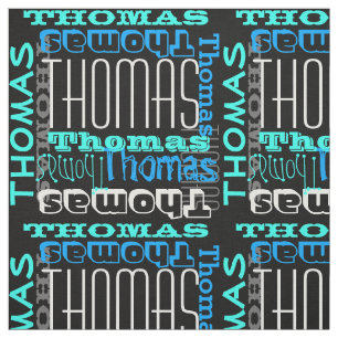 Tissu Enfants/garçons nommés modernes de collage bleus