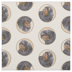 Tissu English Toy Spaniel Peinture King Charles Dog Art