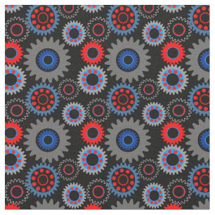 Tissu Engrenages Colorés
