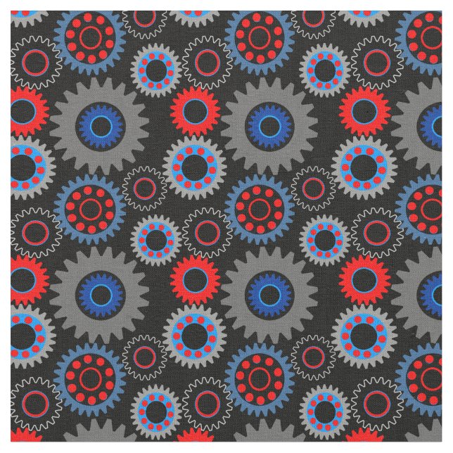 Tissu Engrenages Colorés (Fermer)