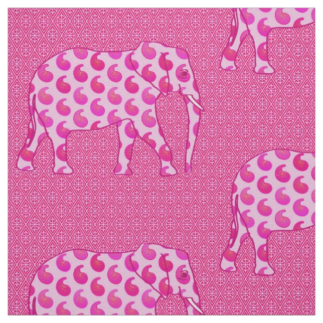 Tissu Éphant de Paisley - rose glacée et fuchsia (Échantillon)
