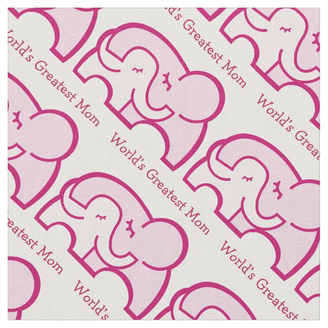 Tissu Éphant graphique étreinte maman motif rose (Fermer)