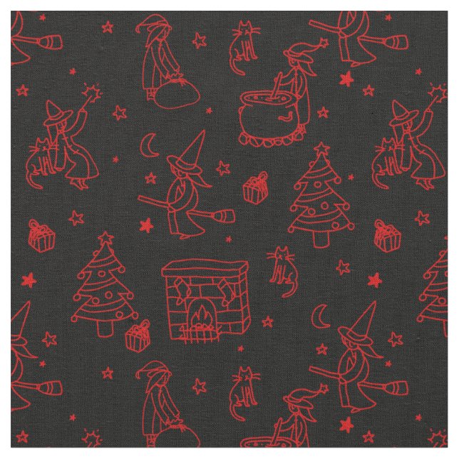Tissu épiphanie noël sorcière befana noir (Fermer)
