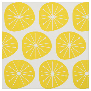 Tissu Epoque atomique Citron Slices Starburst Imprimer