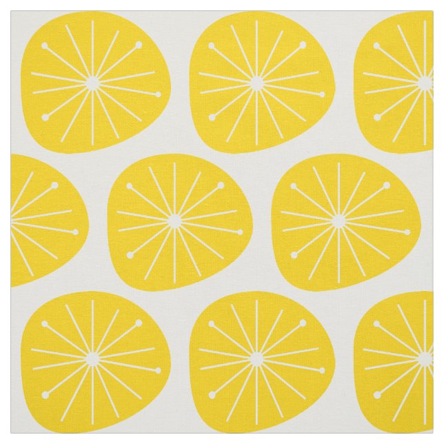 Tissu Epoque atomique Citron Slices Starburst Imprimer (Échantillon)