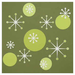 Tissu Époque atomique Starburts Olive Green