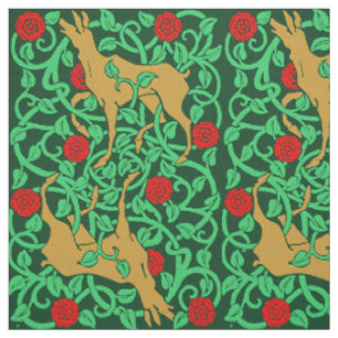 Tissu Époque victorienne Art Nouveau Cerf & Rose