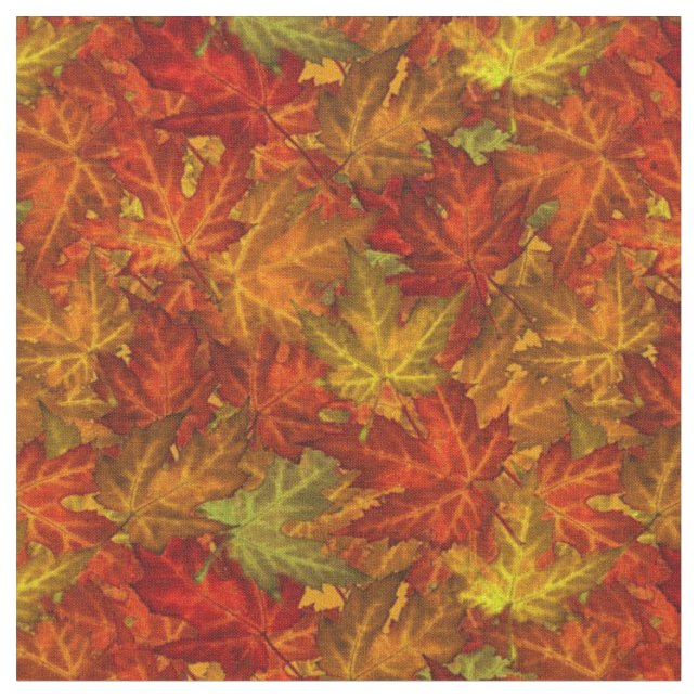 Tissu Érable d'automne Feuille Orange & Or (Fermer)