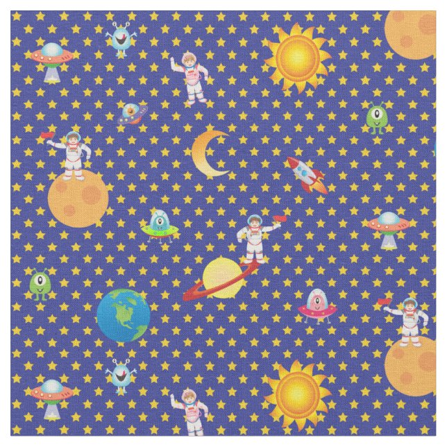 Tissu Espace étoilé intergalactique sur le bleu foncé  (Fermer)