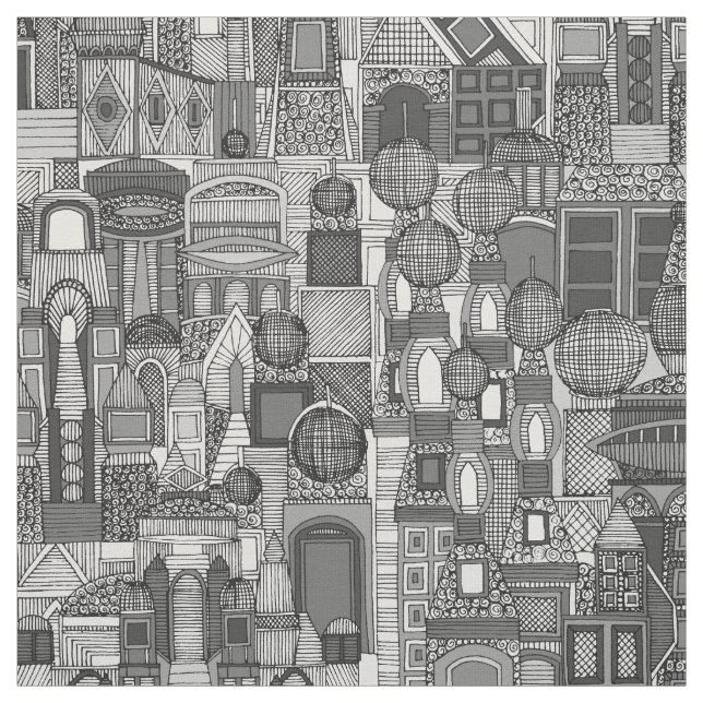 Tissu espace ville mono bw (Échantillon)