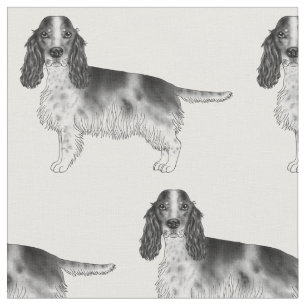 Tissu Espagnol Cocker Anglais En Motif Noir Et Blanc