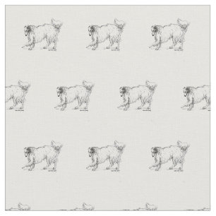 Tissu Esquisse d'encre de Borzoi Dessin d'art animal