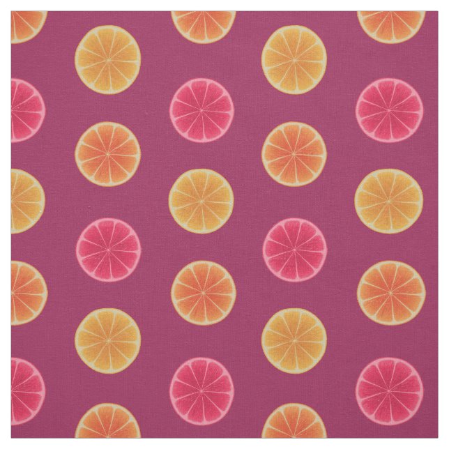 Tissu Eté Agrumes Fruit Slice Tropical Joli Motif (Échantillon)