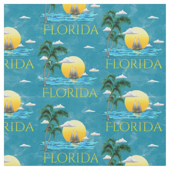 Tissu Été Floride Bateau à voile Sunset Beach Côte (Fermer)