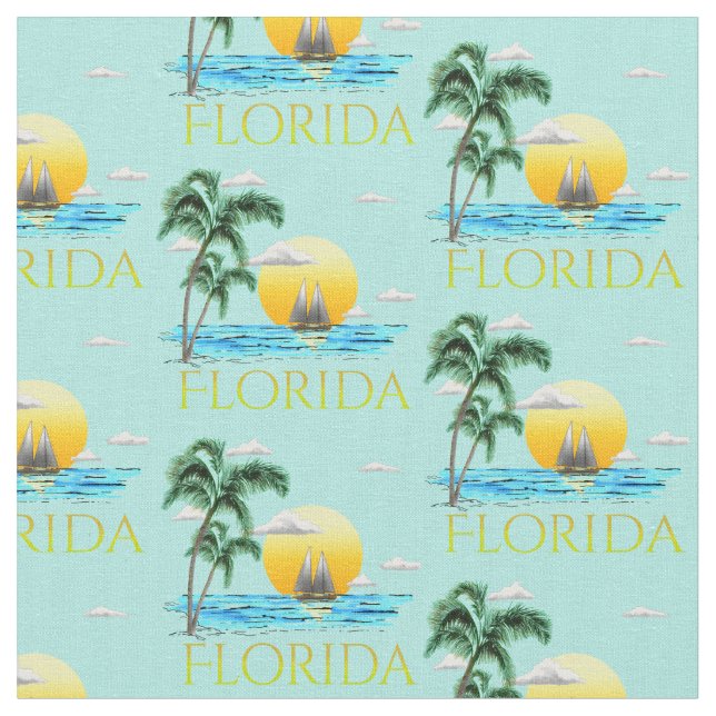 Tissu Été Floride Bateau à voile Sunset Plage côtière (Fermer)