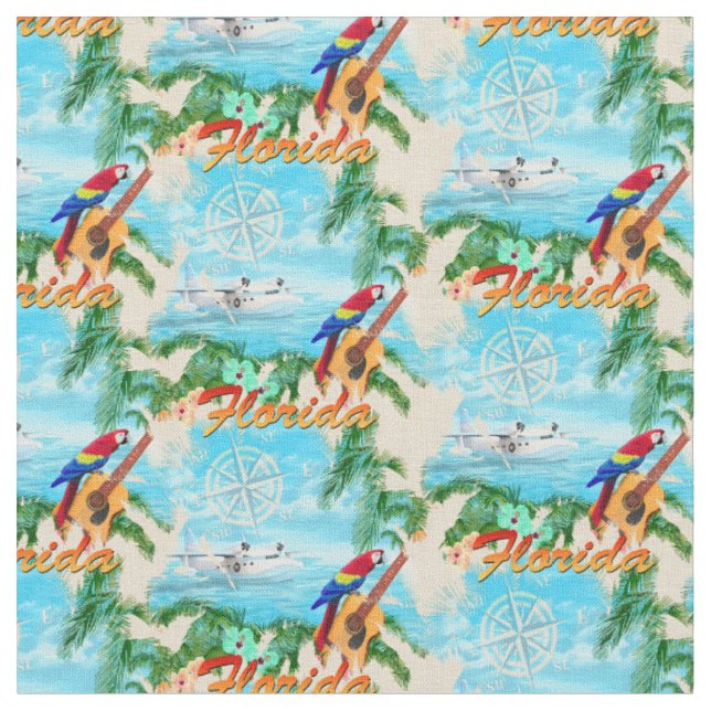 Tissu Été Floride hydravion Plage tropicale Plage côtièr (Fermer)