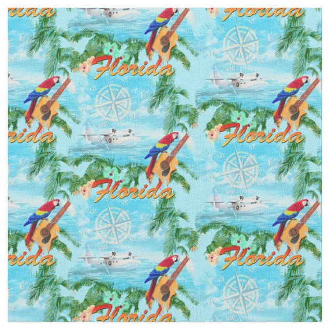 Tissu Été Floride hydravion Plage tropicale Plage côtièr (Fermer)