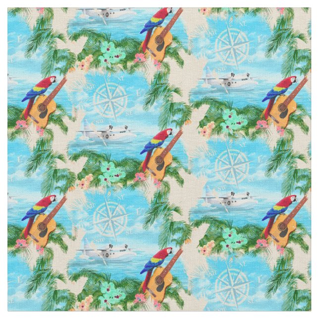 Tissu Eté hydravion Plage tropicale Plage côtière (Fermer)