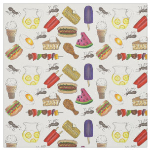 Tissu Été Pique-nique Alimentation Maïs Pie Popsicle Gri