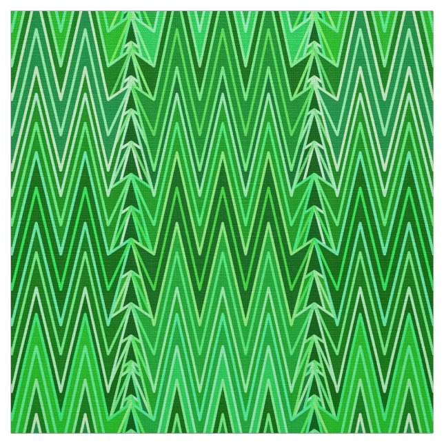 Tissu Ethnic Chevron Damask, Emerald et Lime Green (Échantillon)