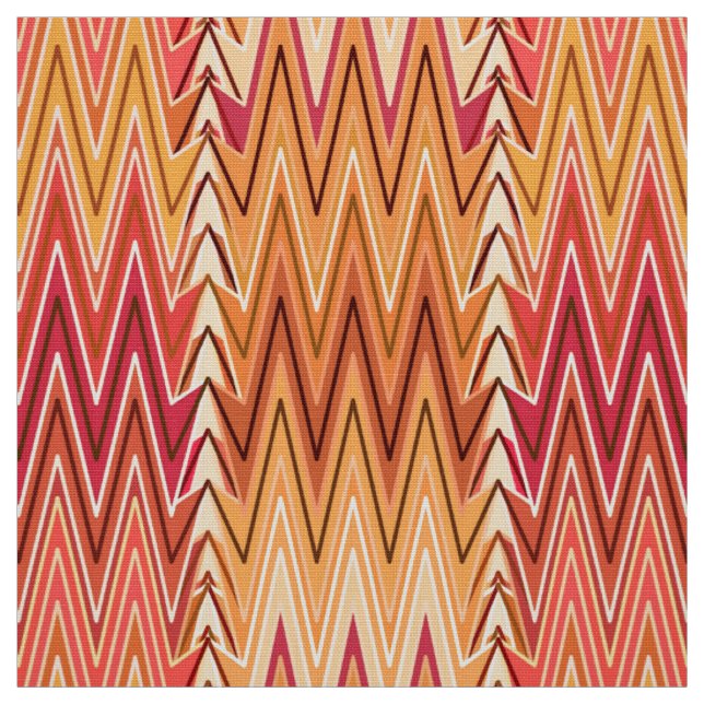 Tissu Ethnic Chevron Damask, or, rouille et crème (Échantillon)