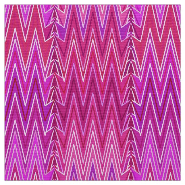 Tissu Ethnic Chevron Damask, Purple et Fuchsia Pink (Échantillon)