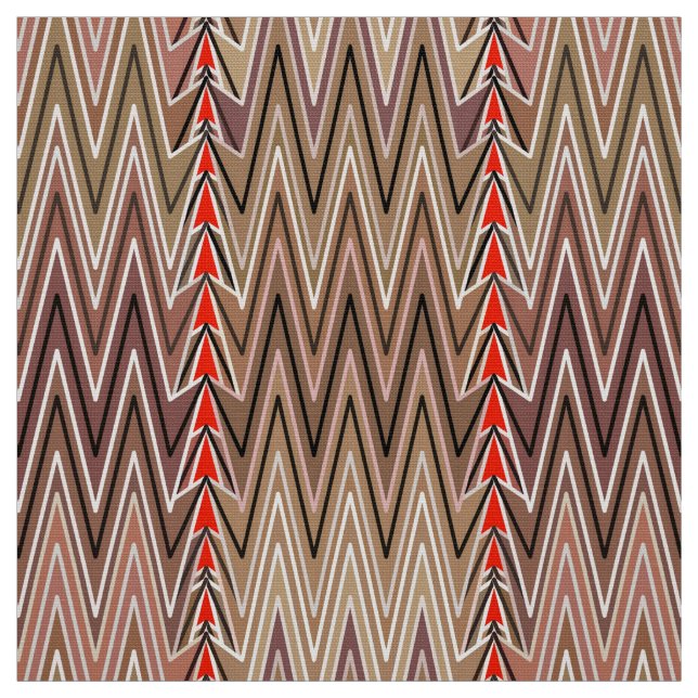Tissu Ethnique Chevron Damask, Taupe Tan et Beige (Échantillon)