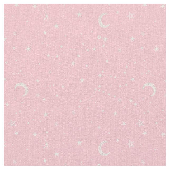 Tissu étoile céleste lune constellation rose (Fermer)